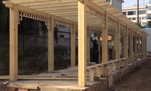 厂家直销防腐木碳化木廊架庭园改造凉亭葡萄花架阳台露台地板北京