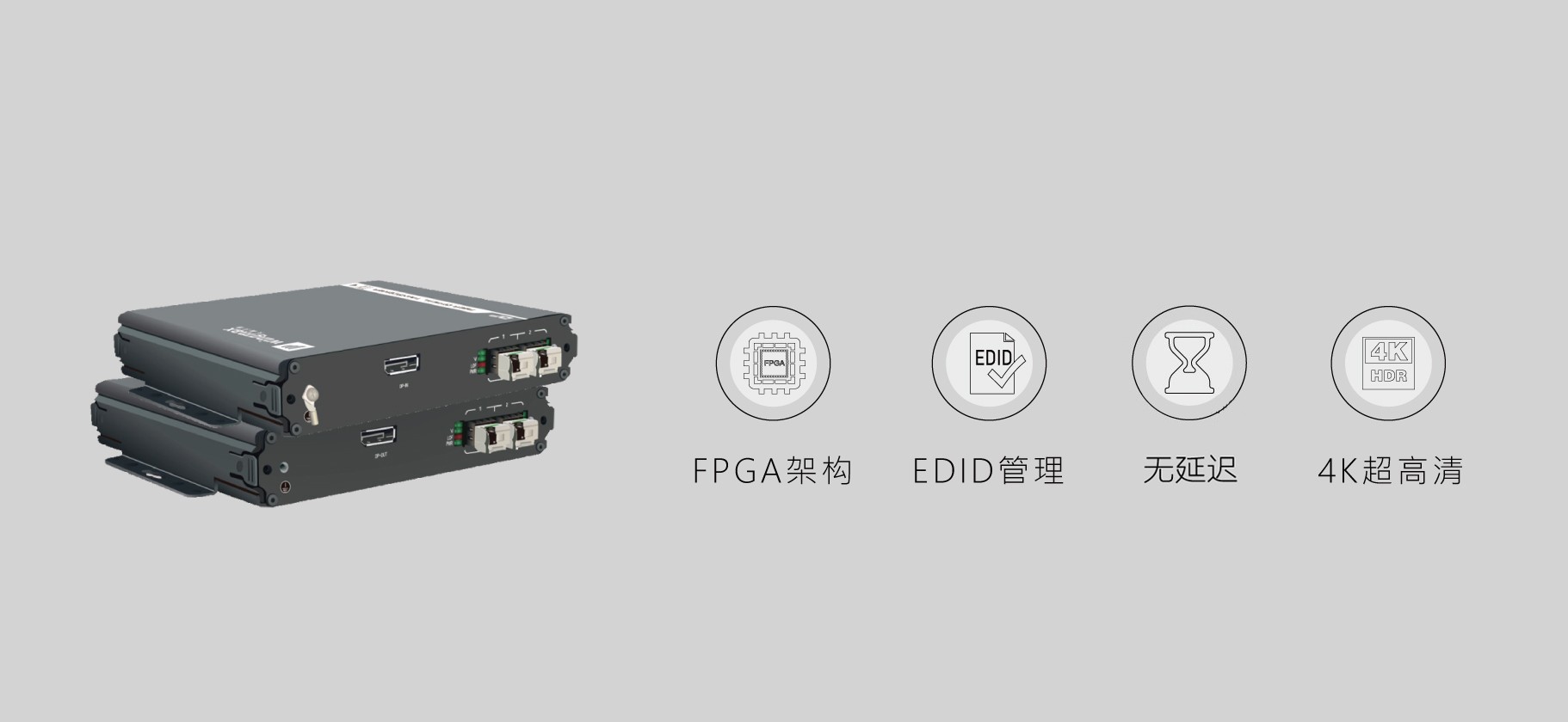 DP双纤4K超高清光端机 双光备份 / 非压缩10G带宽 / 兼容任意分辨率