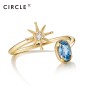 【21年新品】CIRCLE珠宝Blue系列9K黄金海蓝宝戒指