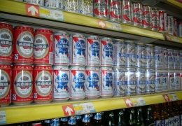 pabst beer, selling at about 30 cents per can