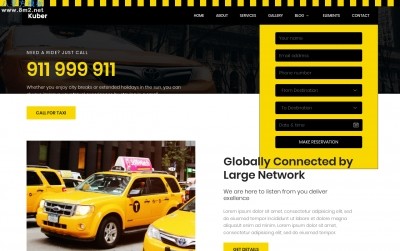 高端HTML5/CSS3深褐色白色出租车网站模板