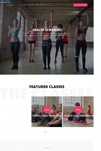 大气HTML5/CSS3白色米色运动健身网站模板