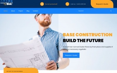 源码HTML5/CSS3青色橘色建筑设计网站模板