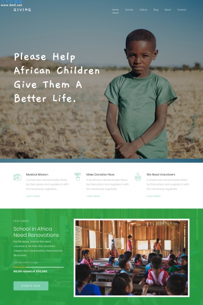 开源PC/手机湖水绿色灰色慈善公益网站模板