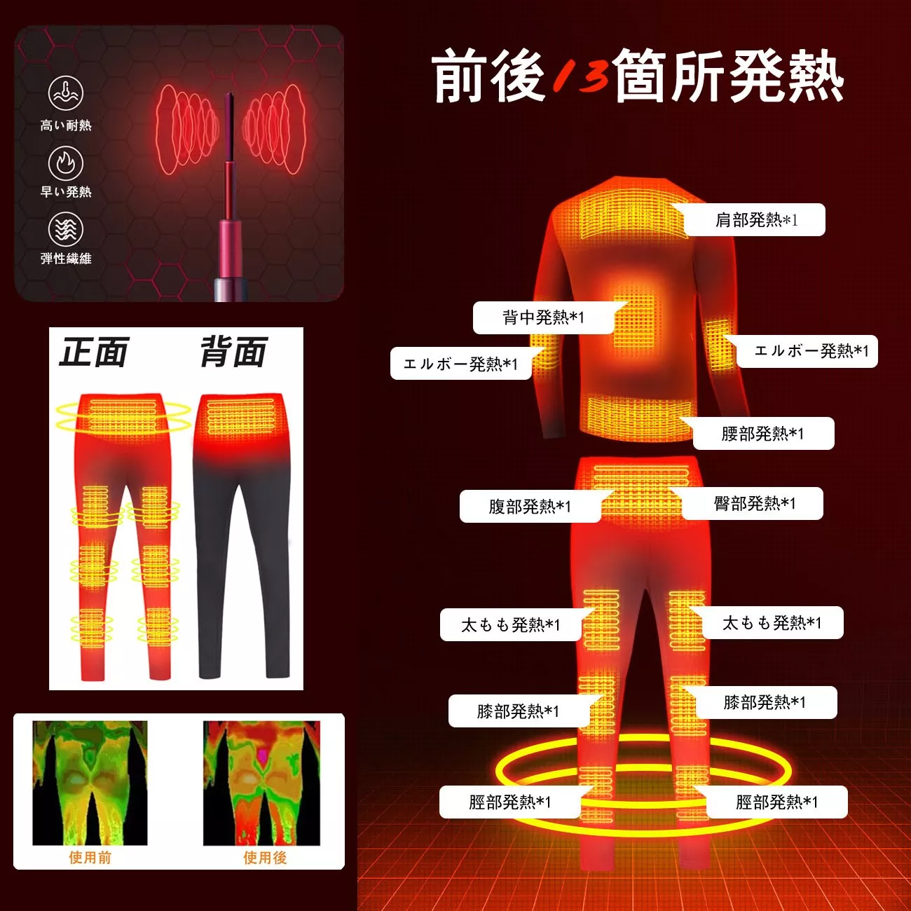 株式会社レエコ | Quntum A.E 電熱インナー 上下セット メンズ 