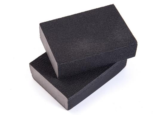 How do you use an abrasive sponge for sanding irregular shapes