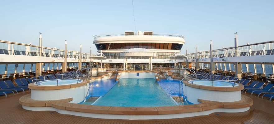 A pool on a cruise ship

Description automatically generated
