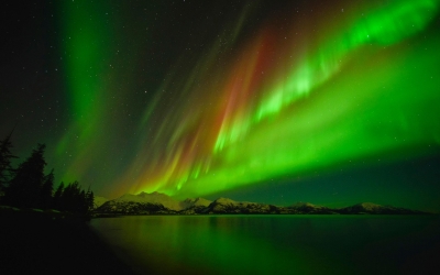 Northern lights, Aurora Borealis, College Fjord, Prince William Sound, Anchorage, Alaska, United States