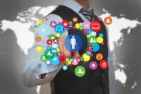 Businessman pressing an imaginary button