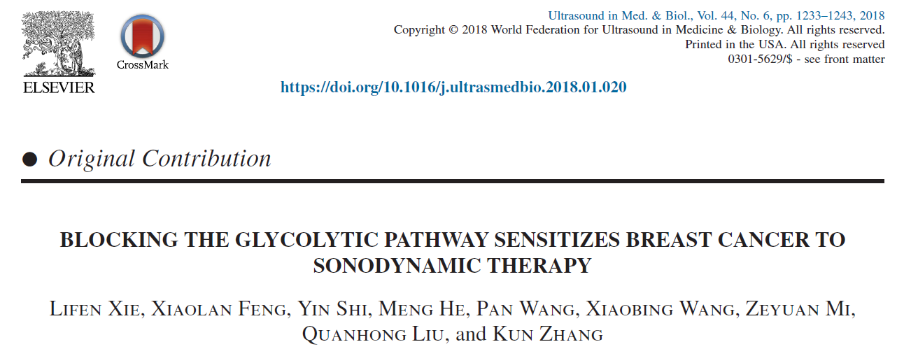 BLOCKING THE GLYCOLYTIC PATHWAY SENSITIZES BREAST CANCER TO SONODYNAMIC THERAPY