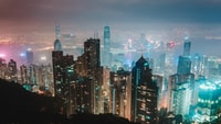 city skyline during night time 夜间城市天际线