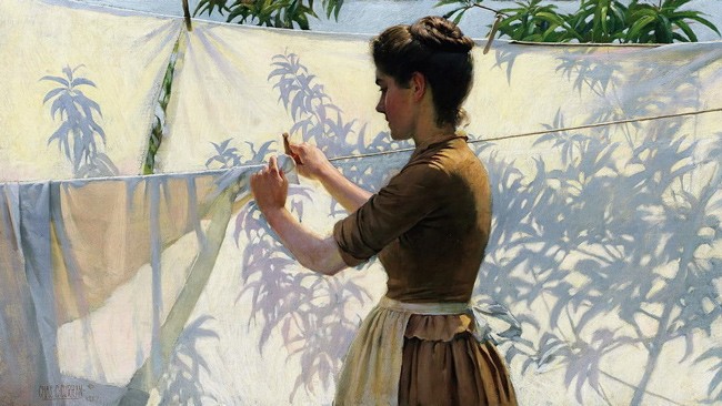 美国艺术家查尔斯•考特尼•柯伦（Charles-Courtney-Curran）的画作《阴影》（“Shadows”-）