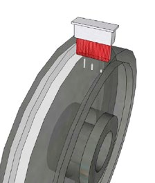 使用線性相控陣探頭檢測車輪的踏面。