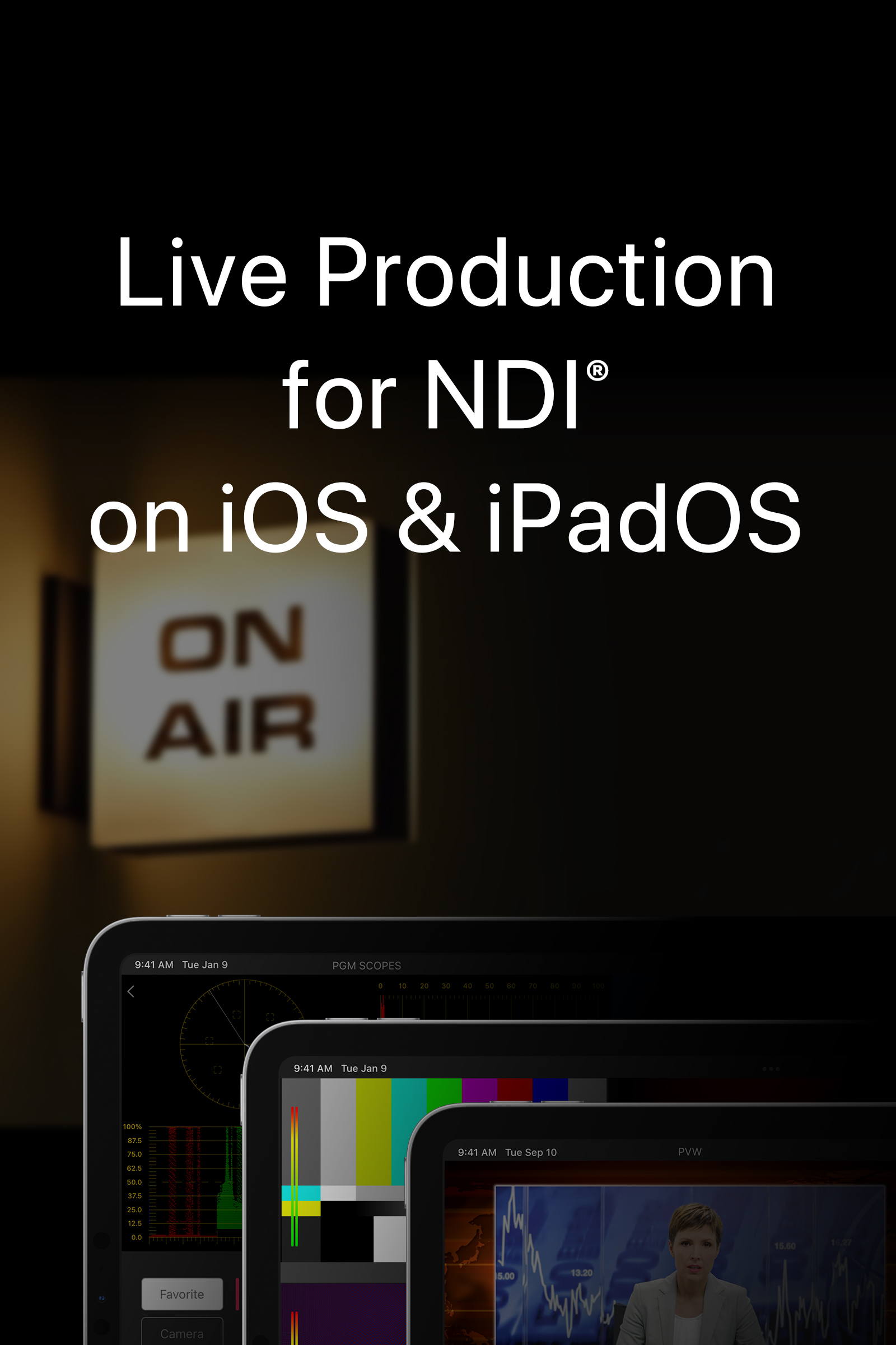 TopDirector, Live Production for NDI on iOS & iPadOS for MultiCam Switcher and Live Stream