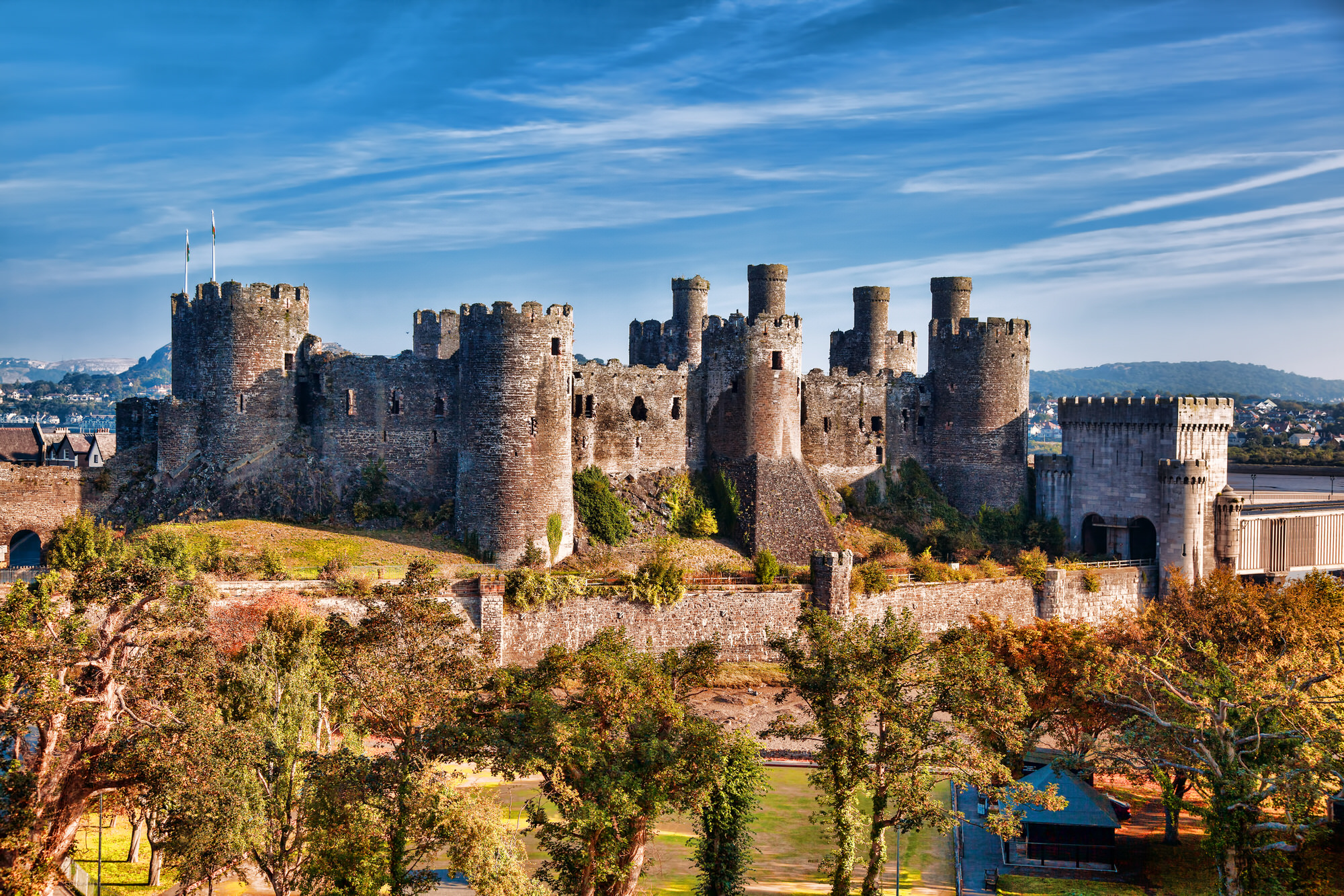 Conwy Castle in Wales, United Kingdom, series of Walesh castles