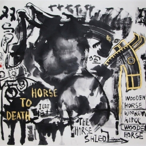 double horses ink on paper 2016 97x90cm