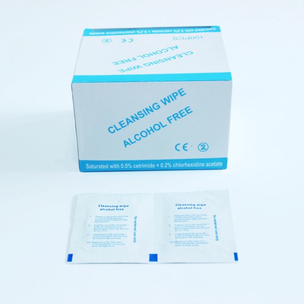 Cleansing wipe alcohol free with 0.5% cetrimide + 0.2% chlorhexidine acetate