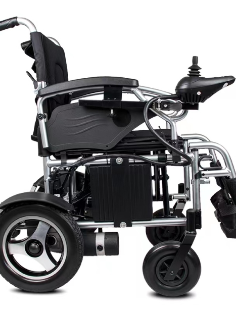 輕便可摺電動輪椅側面