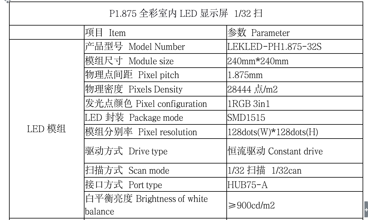 晟科光电p1.875 led模组参数