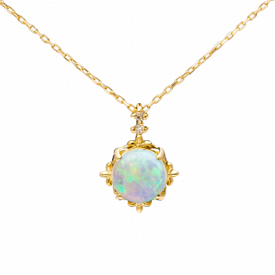 Precious Collection 18K黄金 圆型白欧泊 项链 4399