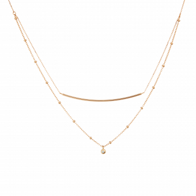 Milky Way Collection 10K黄金 叠层棍链 钻石项链 4199