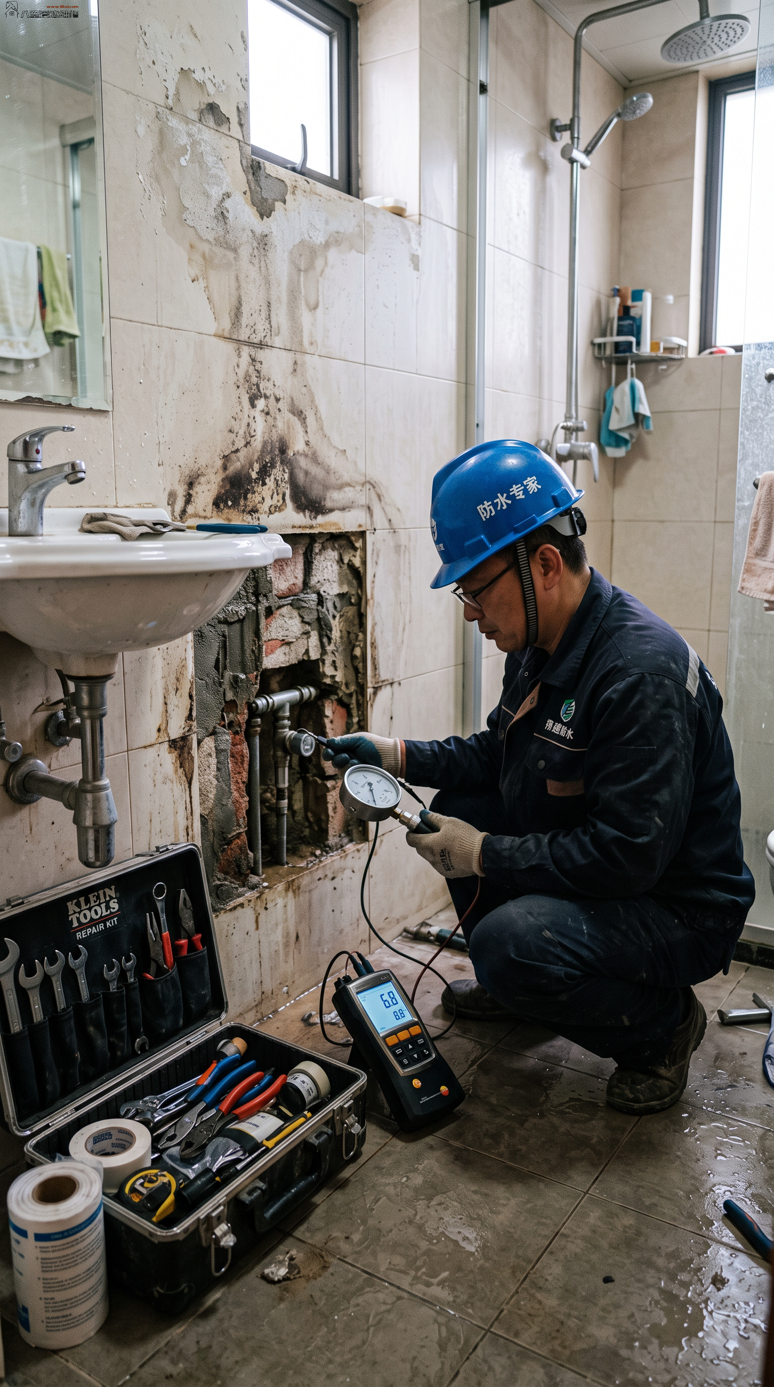 卫生间漏水检测施工现场