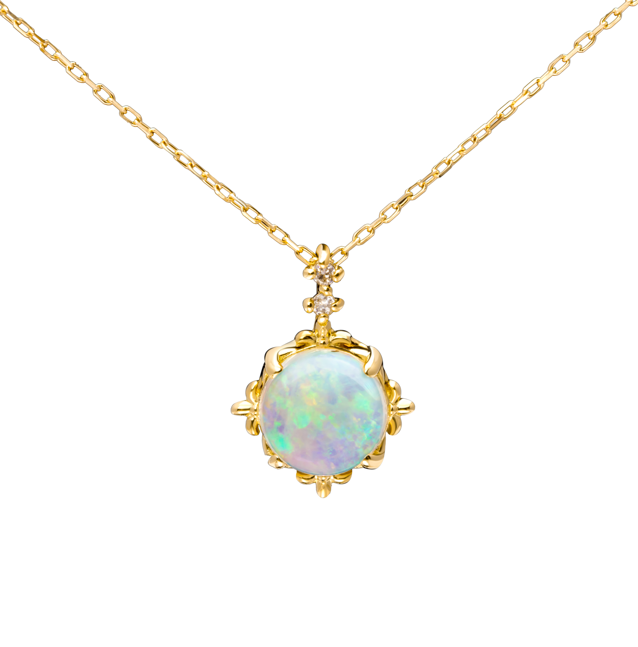 Precious Collection 18K黄金 圆型白欧泊 项链 4399