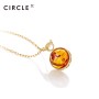 新品 CIRCLE珠宝 9K金海洋系列彩宝圆形琥珀项链女 复古臻美