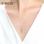 CIRCLE日本珠宝 18k金珐琅树叶项链 自然系列个性吊坠女