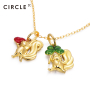 CIRCLE日本珠宝 18K金珐琅松鼠吊坠女手链项链两用轻奢
