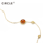 新品 CIRCLE珠宝 9K金海洋系列彩宝圆形琥珀手链女 复古臻美