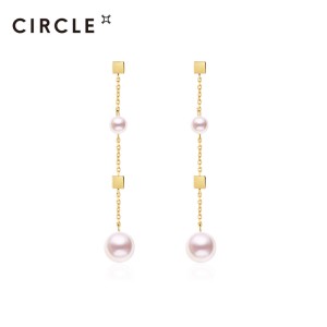 CIRCLE珠宝 新品18K黄金气质天然海水珍珠耳线女纸吹雪系列耳环