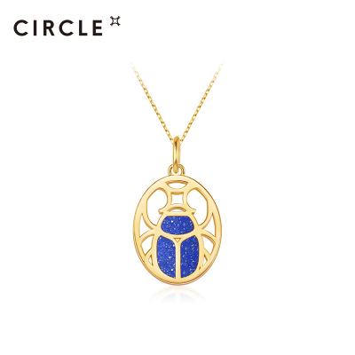 CIRCLE/缘点21年Blue-Scarabe系列银镀金圣甲虫青金石吊坠项链