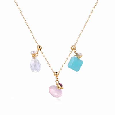 10K黃金微斜長石寶石耳環 4699