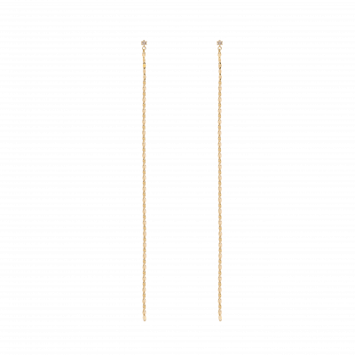 Honey Ball Collection 9K黃金 鉆石亮片 長鏈條耳環 1699