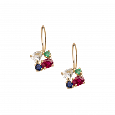 第一件珠寶 蛻變 Collection 18K黃金 四合一彩寶耳釘 (切割版) 5999