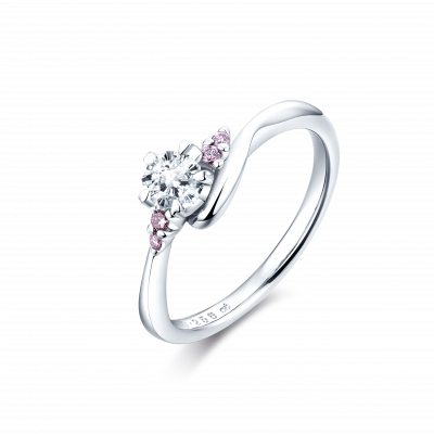 SAKURA Collection PT900 櫻花切鉆石 鑲粉鉆戒指 (僅戒托) 17399