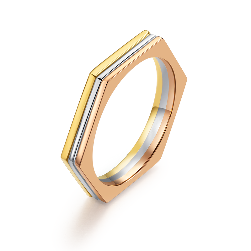 Bee系列18K金玫瑰金鉑金Honeycomb男戒 RMB14999 拷貝