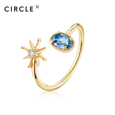 【21年新品】CIRCLE珠宝Blue系列9K黄金海蓝宝戒指