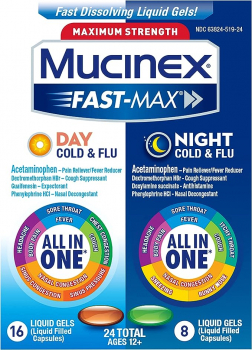Mucinex 强效感冒药液体胶囊，黑白片，24粒