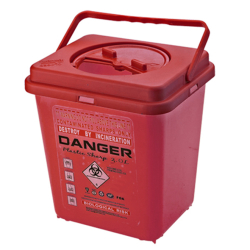 BOENMED® Square Sharps Container With Handle, 3L, 5L, Red