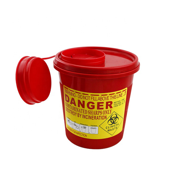 BOENMED® Portable Sharps Container with Push Cap, PP, Red Portable Sharps Container