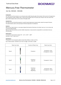 BOENMED® Mercury Free Thermometer Technical Data Sheet