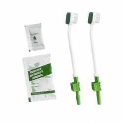 Suction Toothbrush Pack
2x suction toothbrushes with sodium bicarbonate
1x 15ml Antiseptic oral rinse
1x 3g Mouth moisturizer Suction Toothbrush