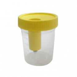 Urine Collection Cup with Integrated Transfer Device, Urine Collection and Direct Transfer Cups, Urine Cup with integrated Transfer Device, Port Access Specimen Container, Specimen Container with Sterile Pathway Port Access, Port-Access Container