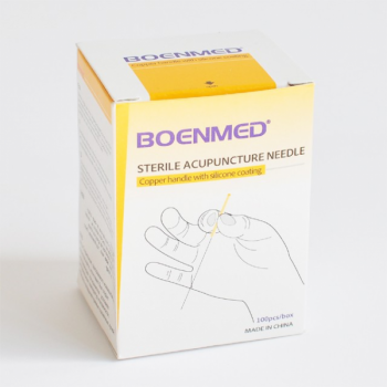 Copper Handle Acupuncture Needle in a box, 5 pcs/tube BOENMED® Acupuncture Needles with Copper loop handles, Silicone Coated, 100pcs/box