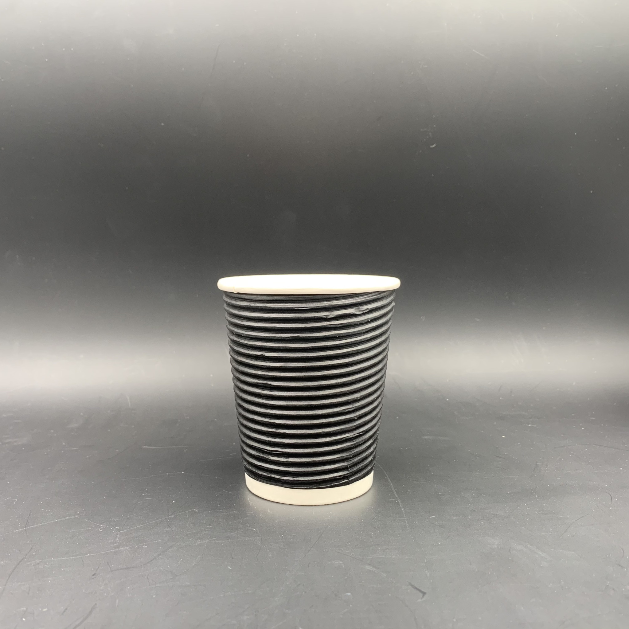 8oz 咖啡紙杯 (黑色橫坑紋)