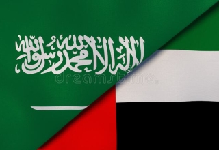 沙特阿拉伯和阿联酋国旗-新闻、报道、商业背景-d图-沙特阿拉伯和阿联酋两国国旗-179275655