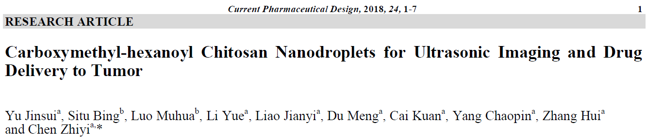 Carboxymethyl-hexanoyl Chitosan Nanodroplets for Ultrasonic Imaging and Drug Delivery to Tumor