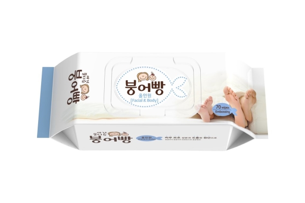 01_붕어빵豆沙魚韓國嬰兒濕紙巾 (Facial & Body藍色) - 70張